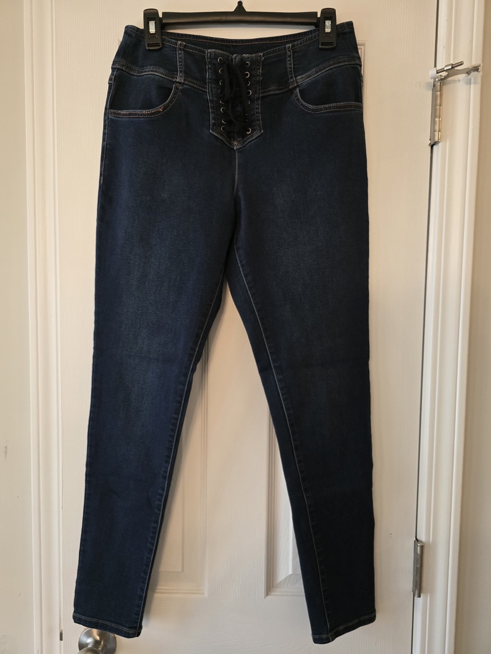 INC Denim Dark Blue Lace-Up High-Waist Women’s Pull-On Jeggings Size 8